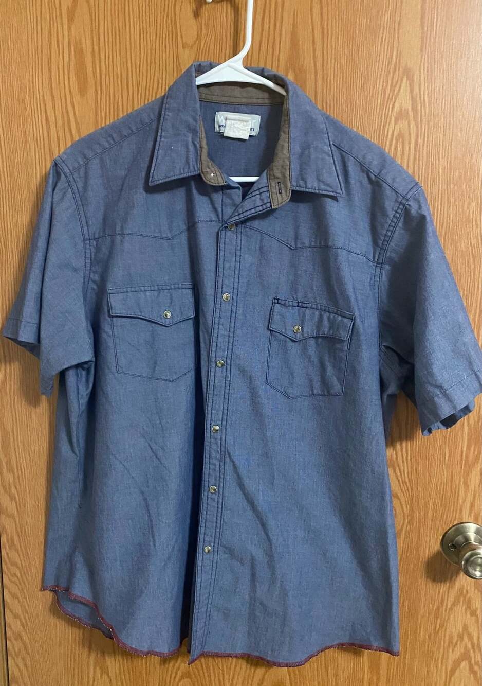 Wrangler Wrancher Shirts W1285 Blue Short Sleeve Western Shirt